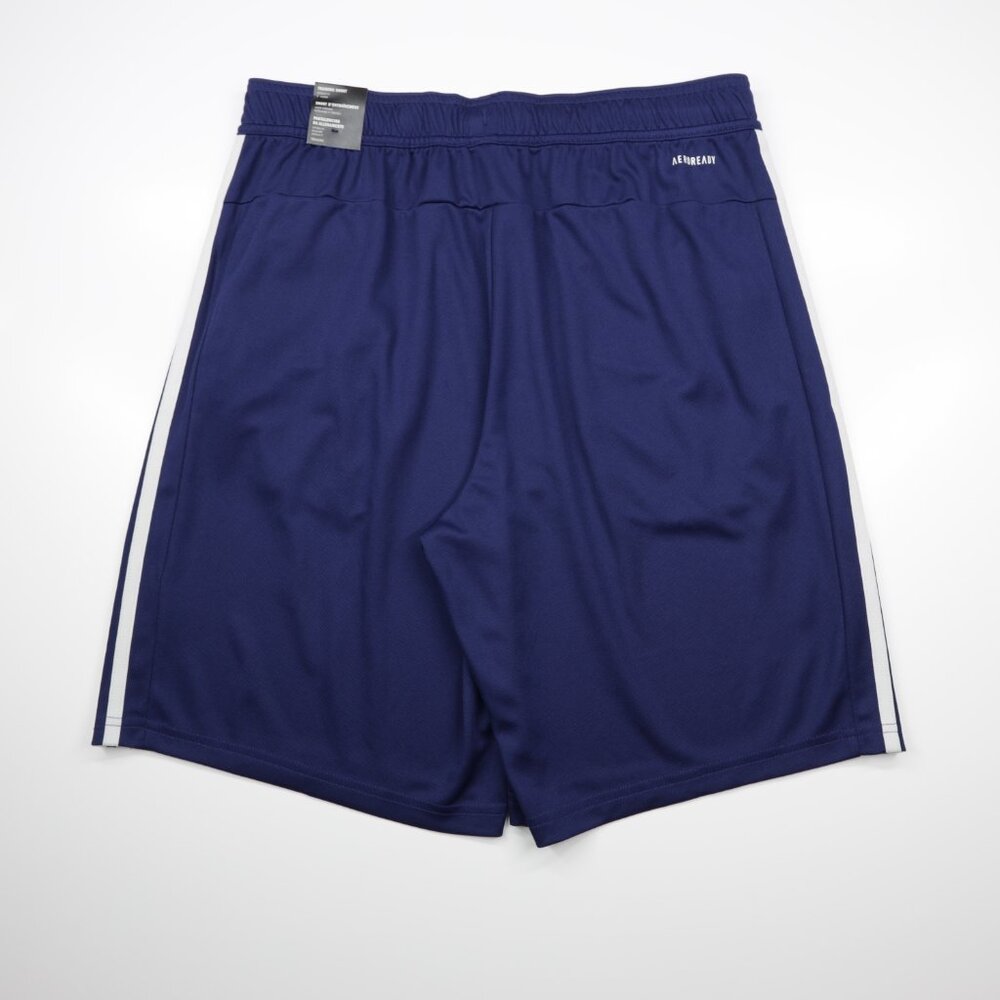 Adidas Men's Train Essentials Pique 3 Stripes Zip Pocket Shorts Blue Size L - Picture 5 of 10